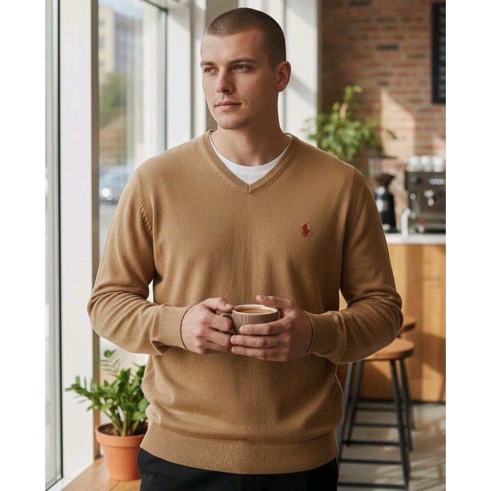 Polo Ralph Lauren Mens XXL (Fits like XL) Pima Cotton V-Neck Sweater Preppy Golf